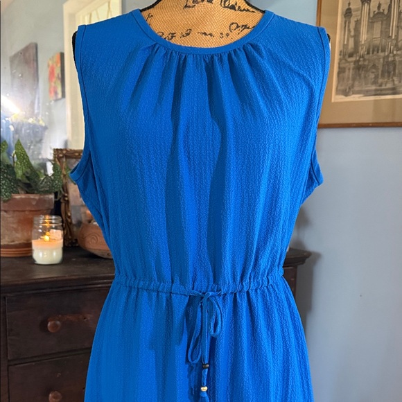 Calvin Klein Sleeveless Tiered Dress in Capri Blue Size 16 - Picture 6 of 13